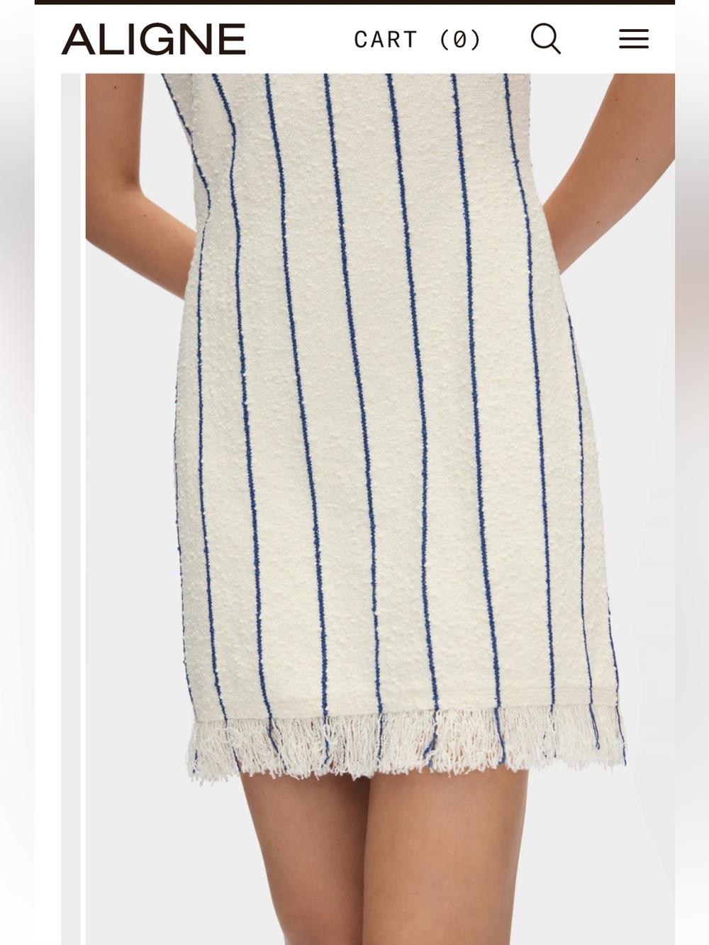 A.Ligne Cream Sleeveless Mini Dress with Navy Pinstripes - Picture 10 of 10